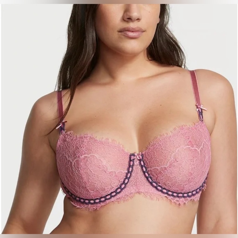 NWT Victoria’s Secret Wicked Unlined Lace Balconette Ribbon Slot Bra and Thong